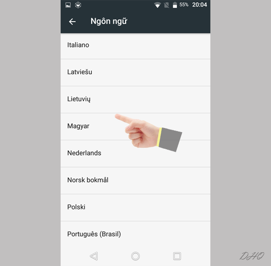 Chọn ngôn ngữ